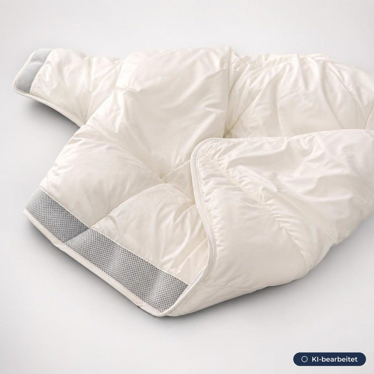 VIGILLES NOCTIS Bettdecke – ivory Satin mit grauem 3D-Mesh-Kühlband