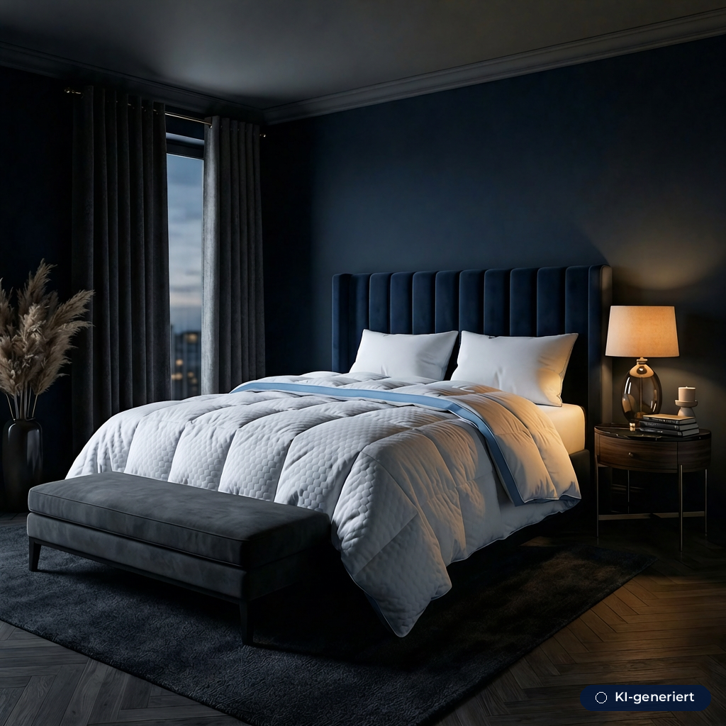 VIGILLES AURA Bettdecke — Lifestyle-Aufnahme im Premium-Schlafzimmer