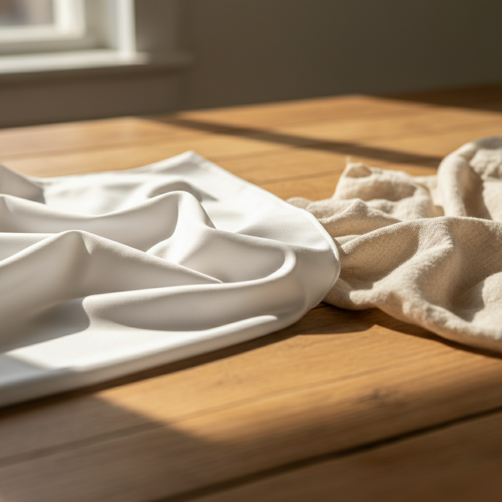 TENCEL und Baumwolle Stoffe im Vergleich nebeneinander - Materialvergleich