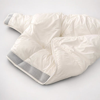VIGILLES NOCTIS Bettdecke – ivory Satin mit grauem 3D-Mesh-Kühlband